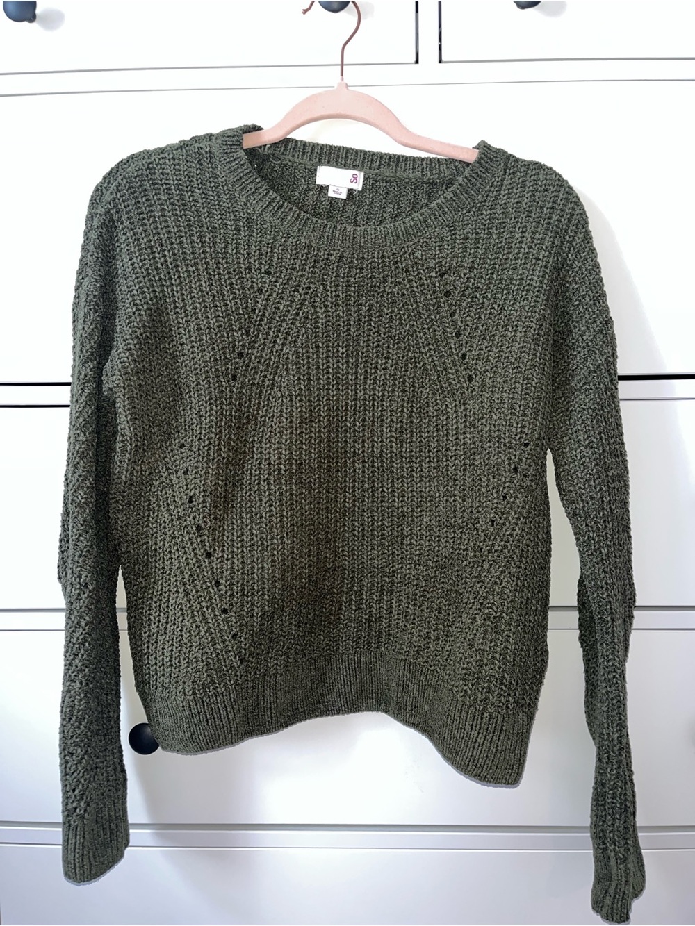 SO Olive Knit Crewneck Sweater